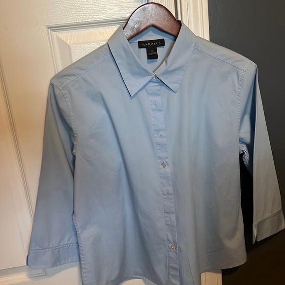 Harold's Tops - Harold’s light blue cotton button up shirt size 12 perfect condition